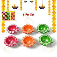 Decorative Hand Painted Clay Puja Diya for Diwali Home Indoor Outdoor Handmade Diya (6 Pcs Set/ Mix Design)