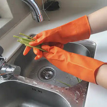 Multipurpose Rubber Reusable Cleaning Gloves, Reusable Rubber Hand Gloves I Latex Safety Gloves I for Washing I Cleaning Kitchen I Gardening I Sanitation I Wet and Dry Use Orange Gloves (1 Pair 40 Gm)