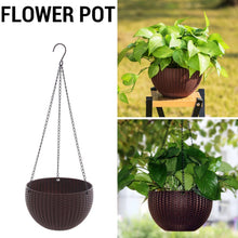 Flower pot set with chain for hanging.