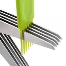 Herb scissors with ergonomic handle and five stainless steel blades