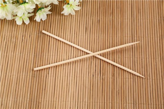 Bamboo skewers for grilling with a polished surface.