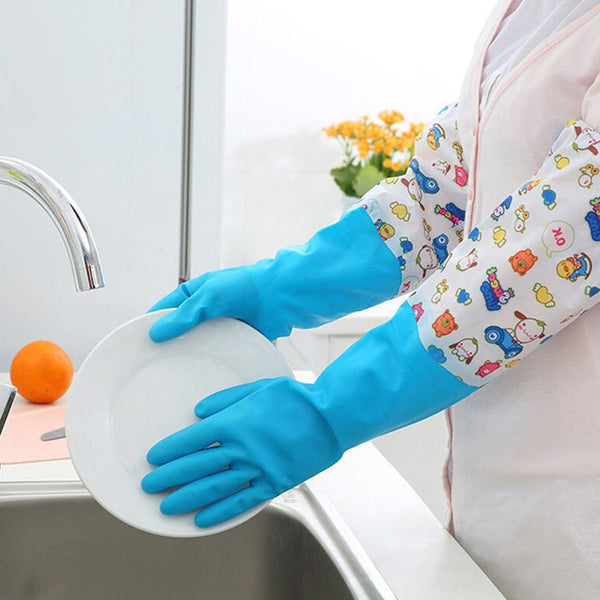 2 Pair Large Blue Gloves For Different Types Of Purposes Like Washing Utensils, Gardening And Cleaning Toilet Etc.