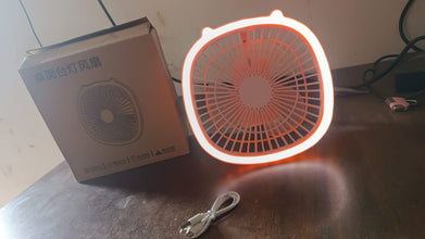 USB PORTABLE MINI DESK FAN WITH LIGHT & COLOR BOX (1 PC / Mix Color)