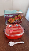 Double Layer Froggy Shape Lunch Box with Spoon (1 Pc / Mix Color)